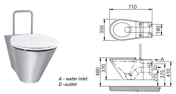 AUZ01.INV - RVS toilet wandmodel