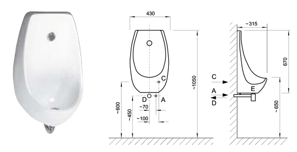 AUP3 - Domino urinoir met ingebouwde sensor AUP3 - Domino urinoir met ingebouwde sensor