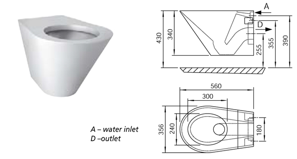AUZ03 - RVS toilet wandmodel antivandaal